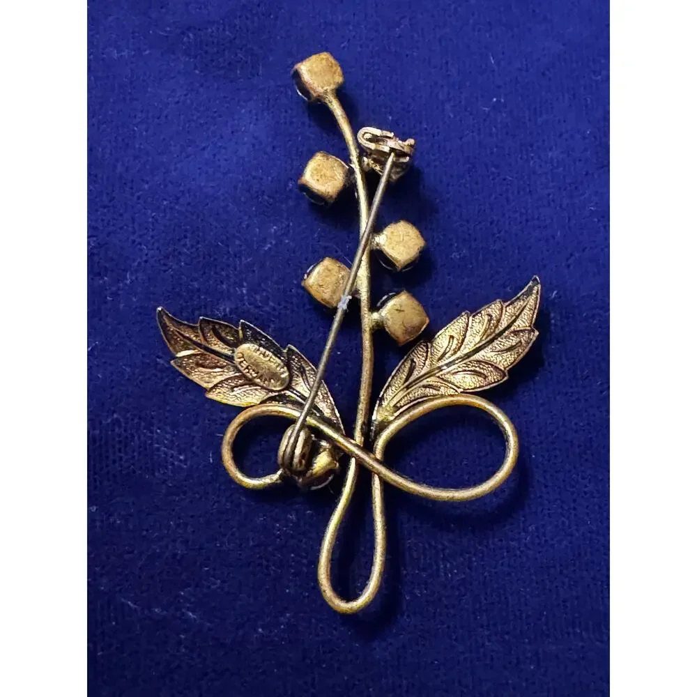 Vintage AB Aurora Borealis gold tone signed Germany pin brooch